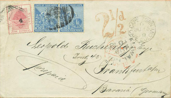 An OFS/CGH combination cover from Rouxville to Frankfurt, Germany, 3rd June 1878